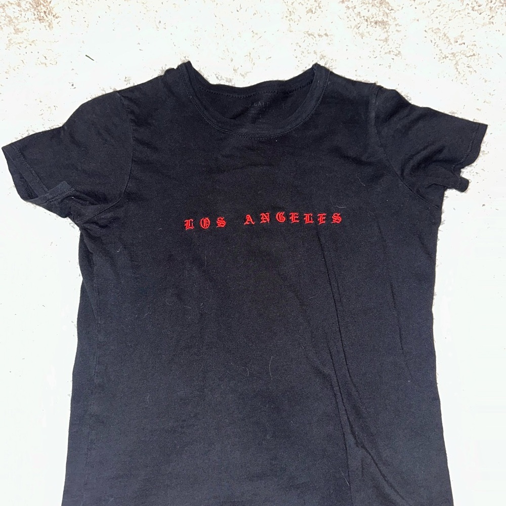 Black T-Shirt with Red 'Los Angeles' Print